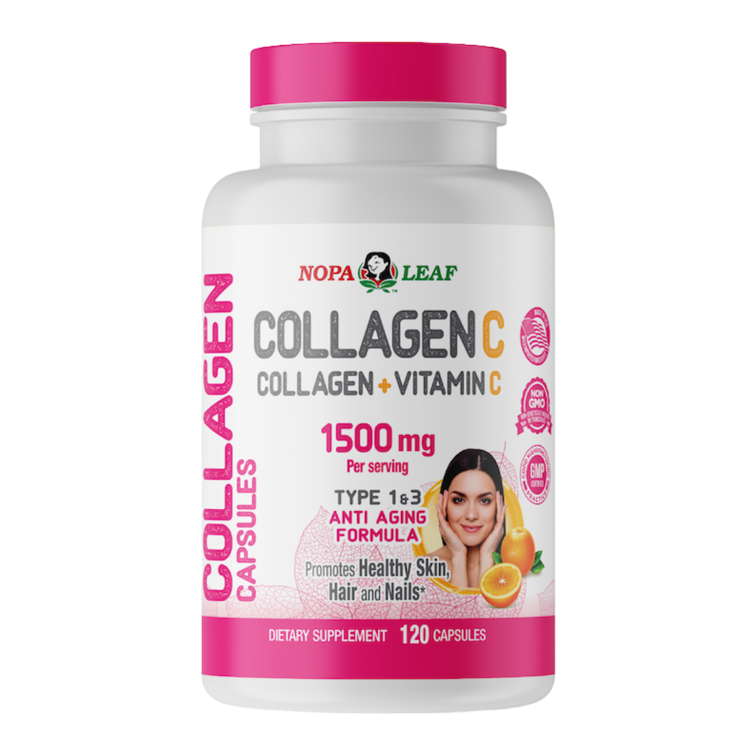 Suplemento Nopa Leaf Collagen + Vitamin C antienvejecimiento 120 cápsulas