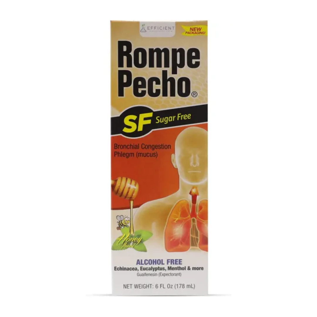 Jarabe Rompe Pecho SF sin azúcar para congestión bronquial frasco 6oz