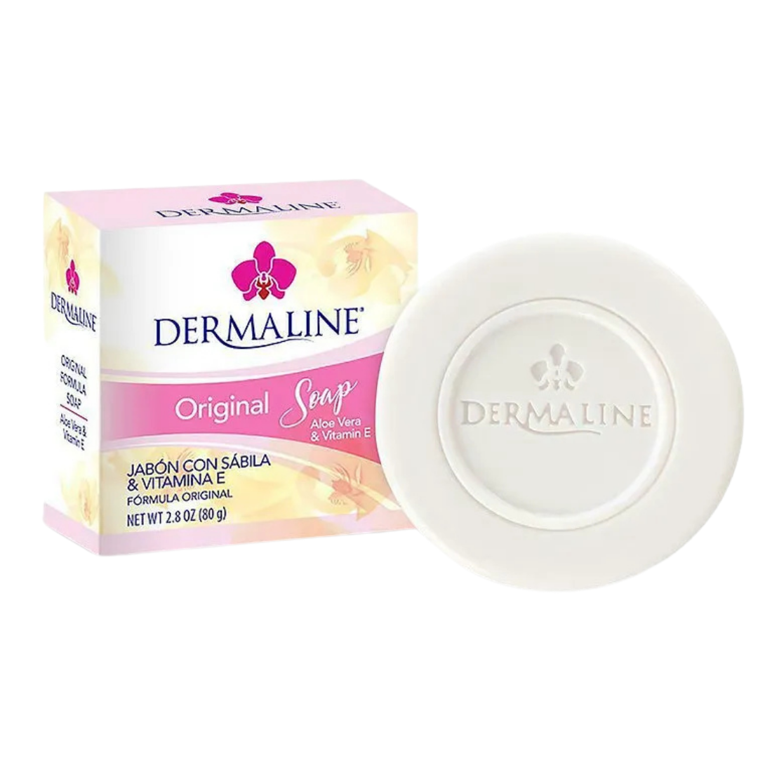 Jabón facial Dermaline Original con Aloe Vera y Vitamina E 80g