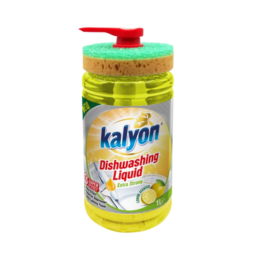 Kalyon Dishwashing Liquid Lemon detergente platos con esponja 1L