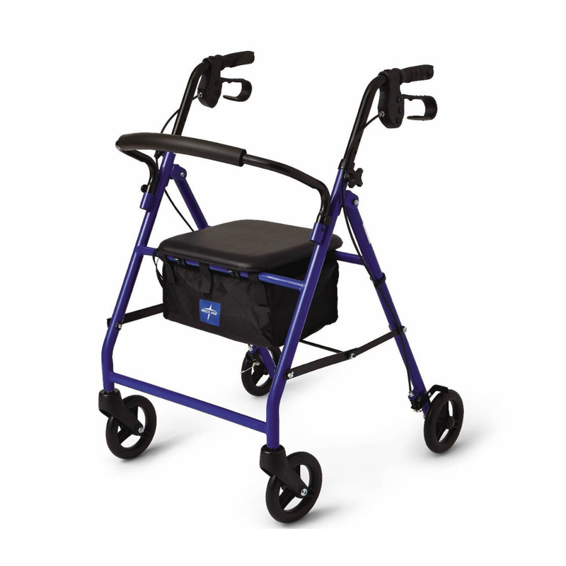 Medline Rollator Walker with Seat and 6-inch Wheels Blue (1 unit)