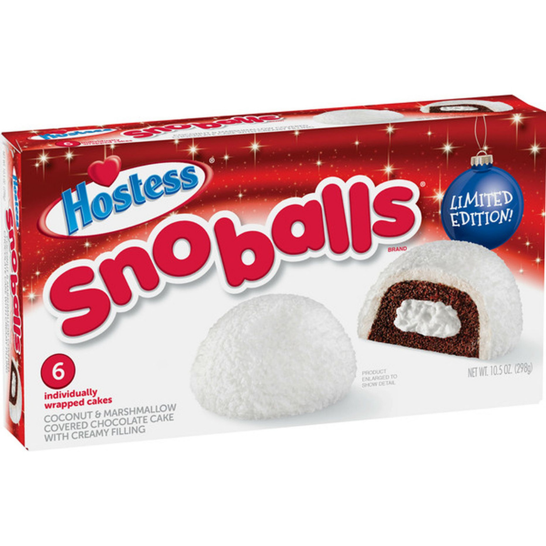 Hostess Holiday SnoBalls 6ct pasteles chocolate coco navidad