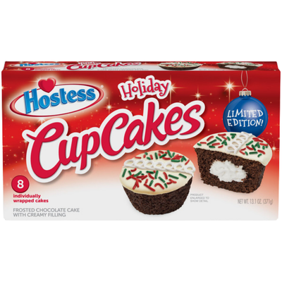 Hostess Holiday Cupcakes Frosted Chocolate Cake with Creamy Filling (8 ct)
