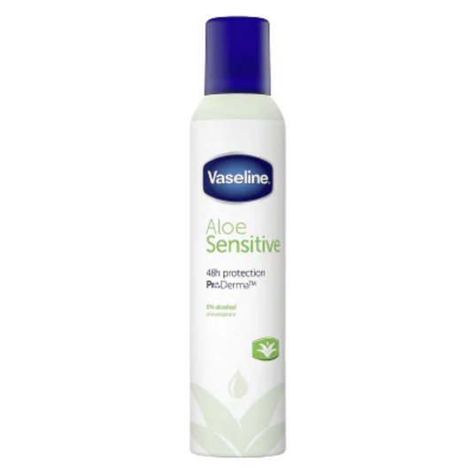 Desodorante Vaseline Aloe Sensitive spray de 250ml para piel sensible 48 horas de protección