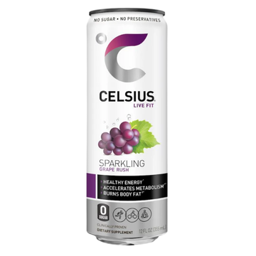 Celsius Sparkling Grape Rush Energy Drink 12oz bebida energética uva