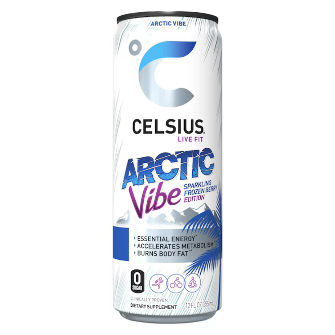 Lata de Celsius Arctic Vibe Frozen Berry de 12oz.