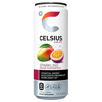 Celsius Mango Passionfruit Energy Drink 12oz bebida energética