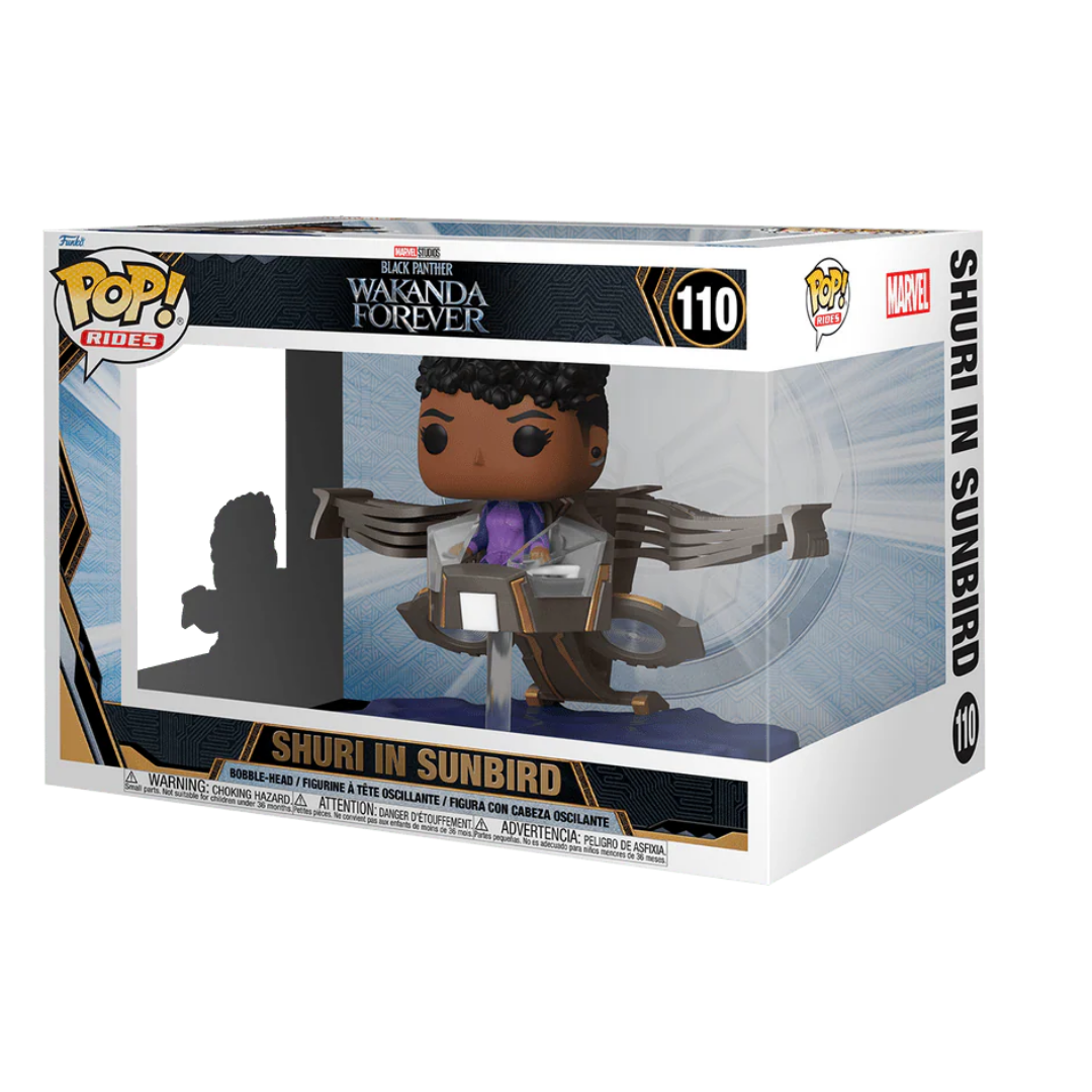Funko Pop Rides Shuri in Sunbird figura vehículo nave wakanda forever