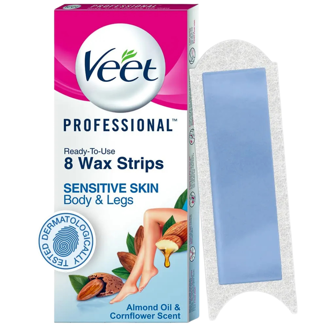 Veet Professional Wax Strips Sensitive Skin 8ct bandas depilatorias