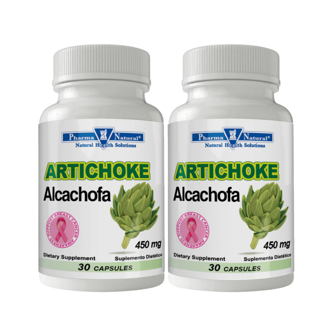 Suplemento Pharma Natural Artichoke Alcachofa 450mg pack de 2 botellas 60 cápsulas