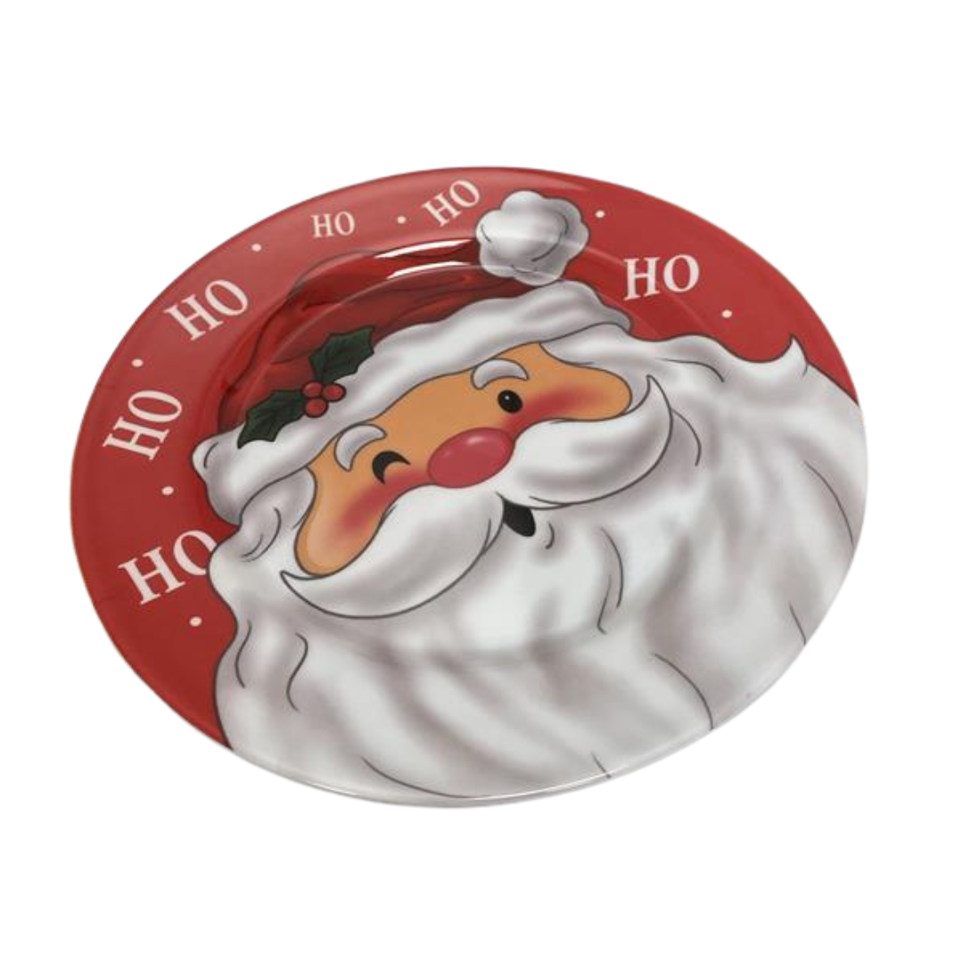 Plato navideño con diseño de Santa Claus sonriente