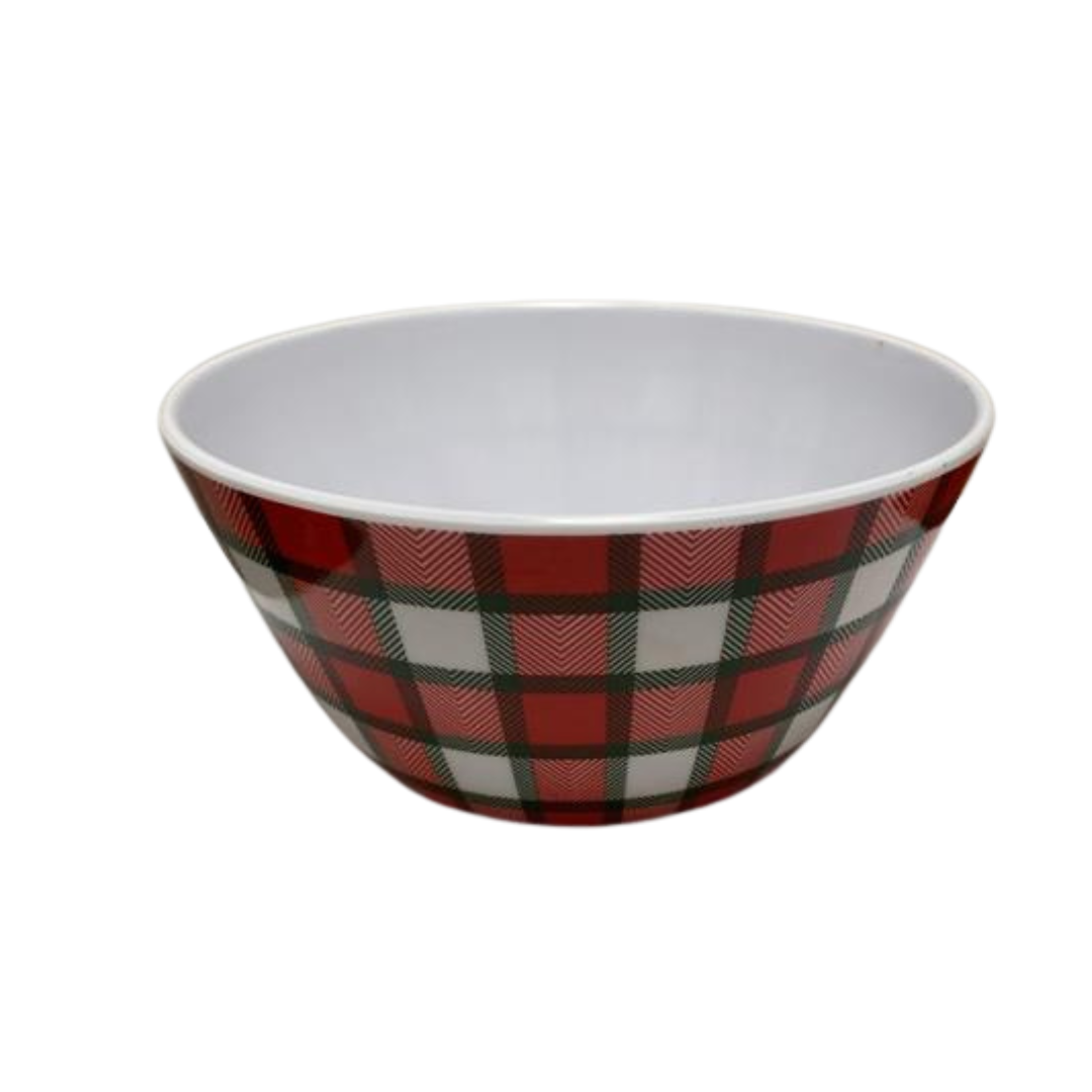 Plato hondo navideño buffalo plaid, cuadros rojos y negros