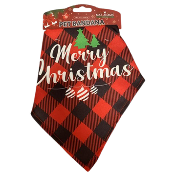 Bandana para mascotas buffalo plaid con Merry Christmas