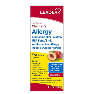 Leader Child Allergy Peach jarabe infantil alergias sabor melocotón
