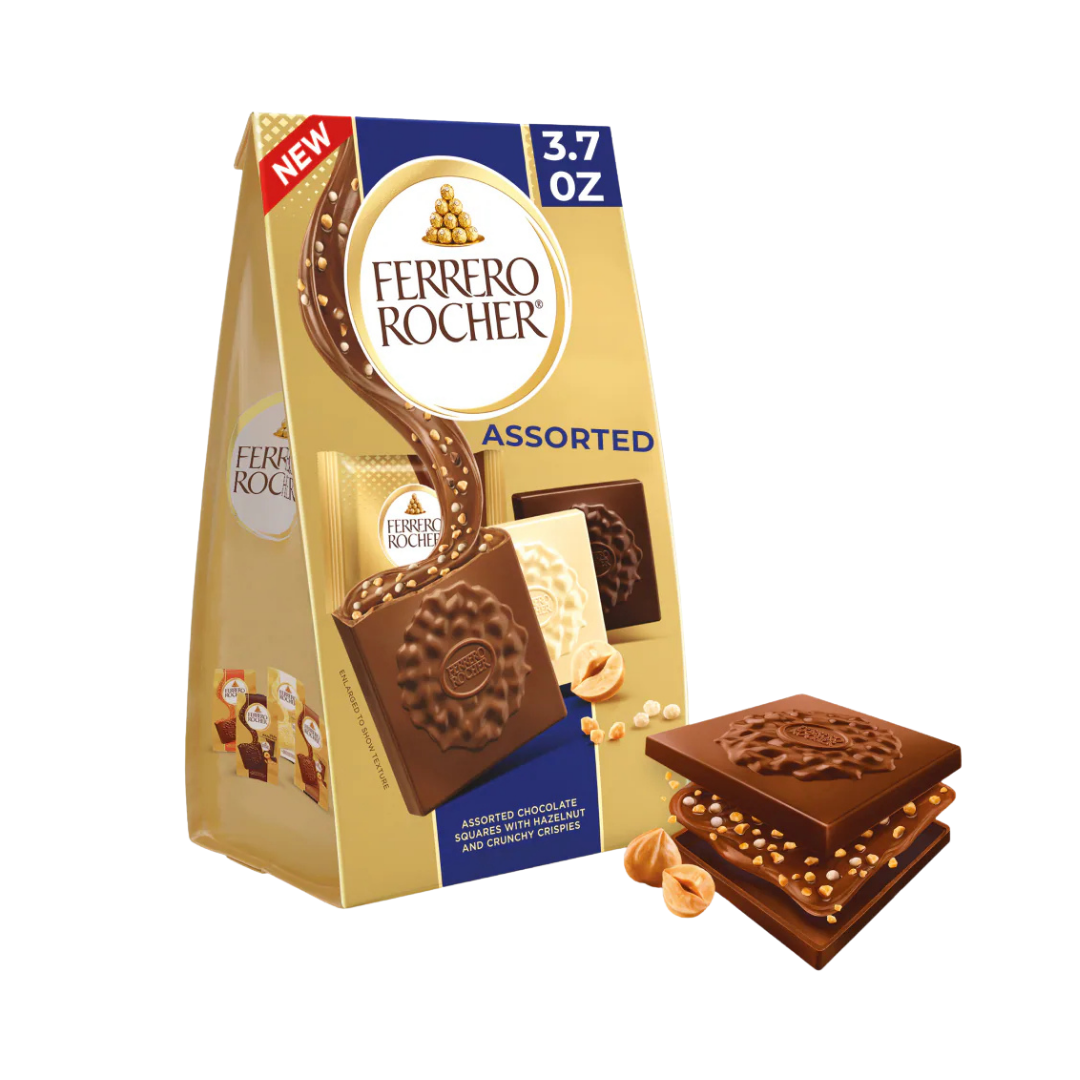 Bolsa de cuadritos de chocolate surtidos Ferrero Rocher Assorted Squares 105g.