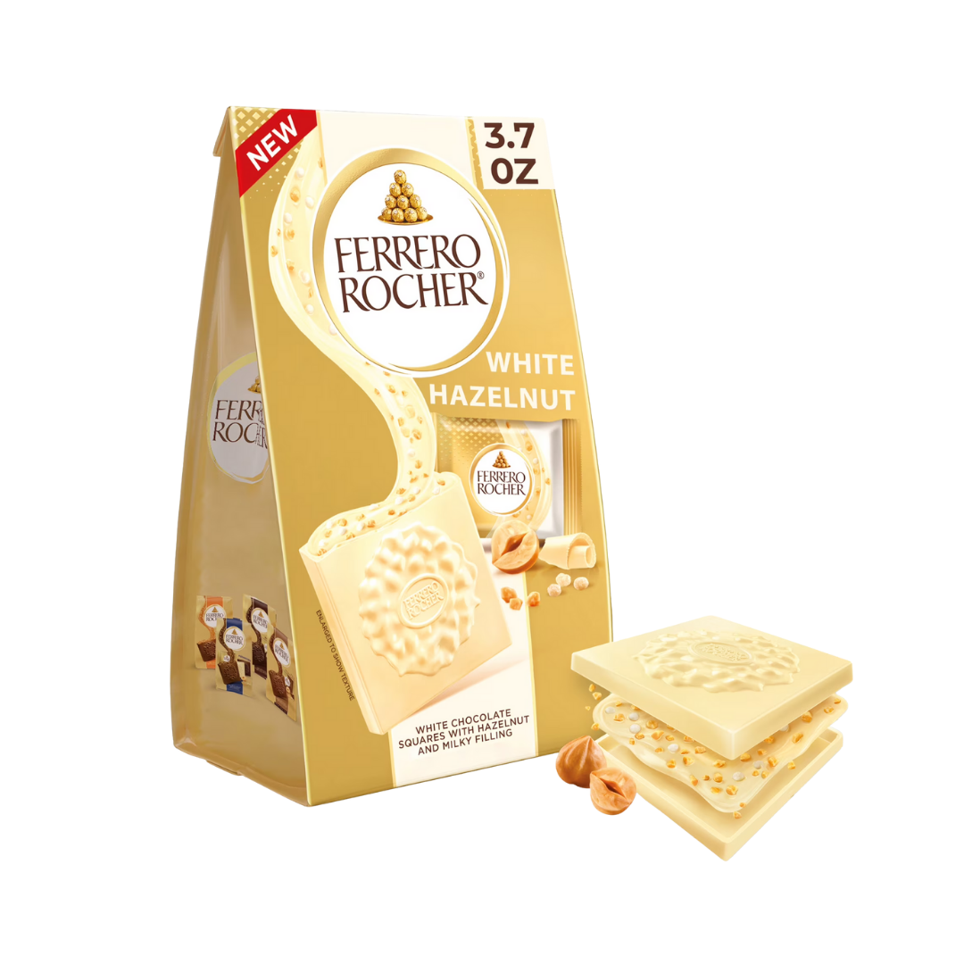 Bolsa de cuadritos de chocolate blanco Ferrero Rocher White Hazelnut 105g.