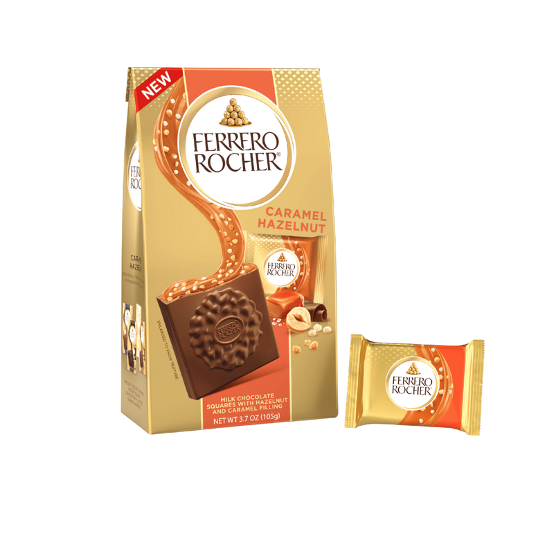 Ferrero Rocher Caramel & Hazelnut Milk Chocolate Squares Bag (3.7oz)