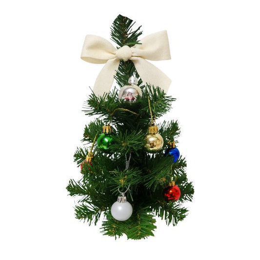 Árbol Navideño Mini Decorado con Lazo y Ornamentos