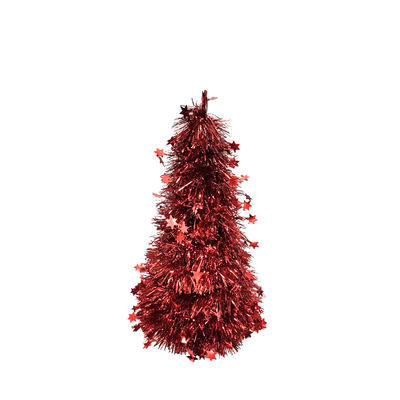 Árbol en Tinsel Rojo Navideño (Large, Medium, Small)