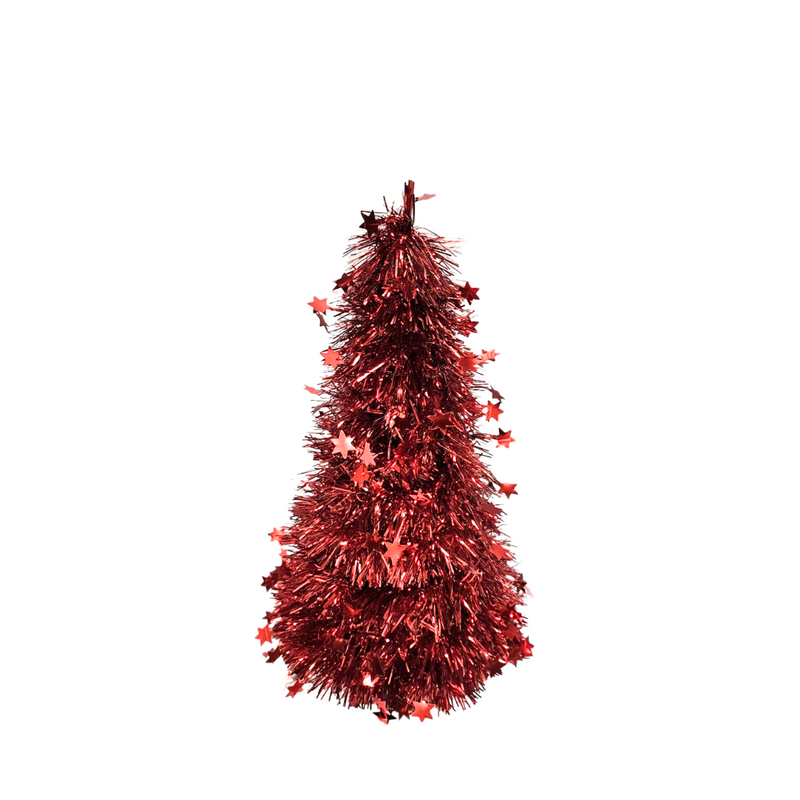 Árbol en Tinsel Rojo Navideño (Large, Medium, Small)