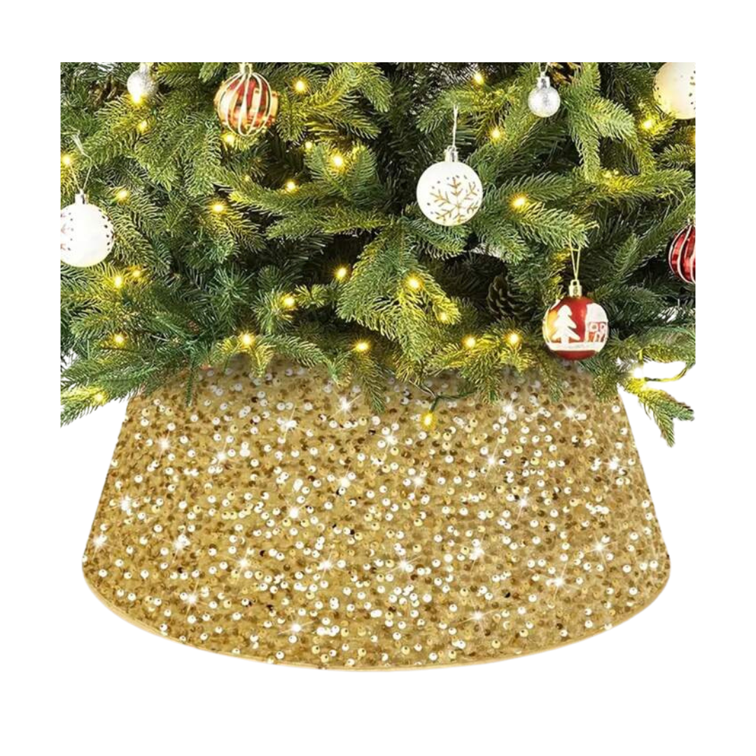 Christmas Tree Base Cover with Sequins – Red, Silver, or Gold (AA2024-0661 / 0662 / 0663)