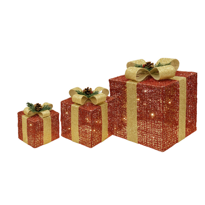 Cajas de Regalo Navideñas con Luces 3 Piezas AA2024-11-0895/0896 | Decoración Navideña de Lujo