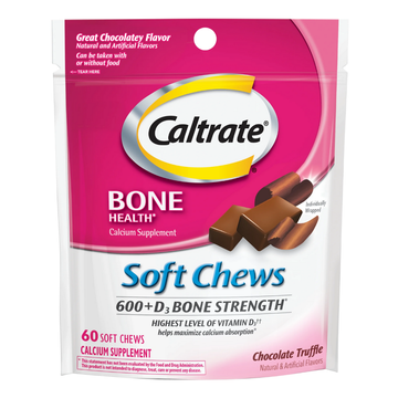 Envase de Caltrate masticables Calcio + Vitamina D Chocolate(60 ct)