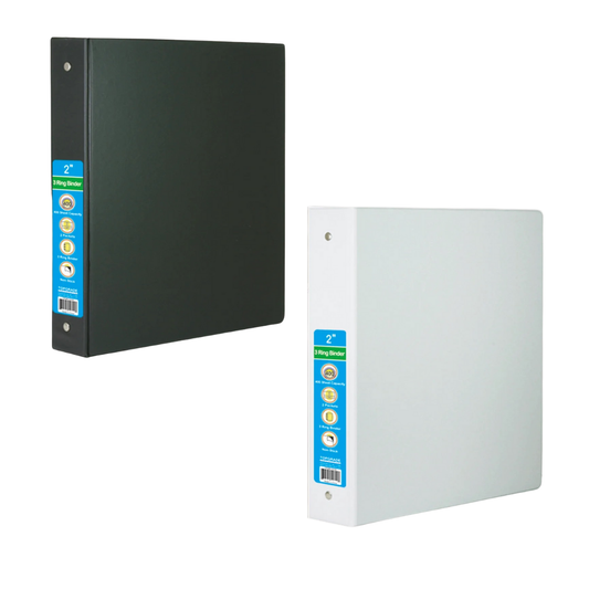 Carpeta dura de 2″ negro o blanco con 3 anillas D-ring