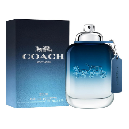 Botella de Coach Blue Eau de Toilette (3.3 oz) para caballero, fragancia cítrica amaderada