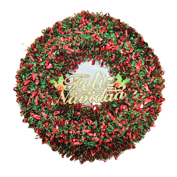Christmas Hanging Wreath with Feliz Navidad Sign AA2024-0193