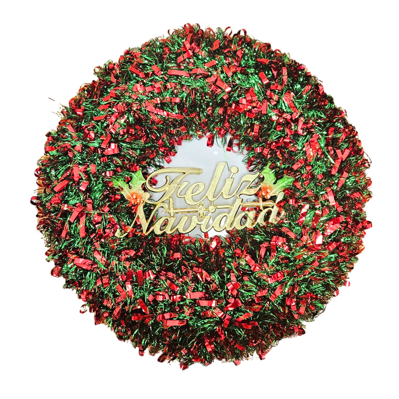 Christmas Hanging Wreath with Feliz Navidad Sign AA2024-0193