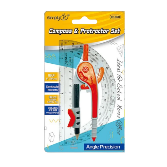 Set de compás y transportador de plástico resistente – 2 pcs