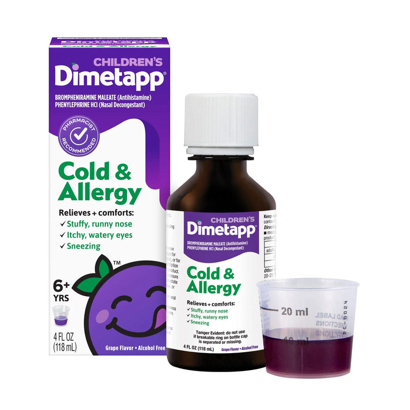 Dimetapp Niños Resfriado y Alergia (4 fl. oz., Sabor Uva), Descongestionante Nasal