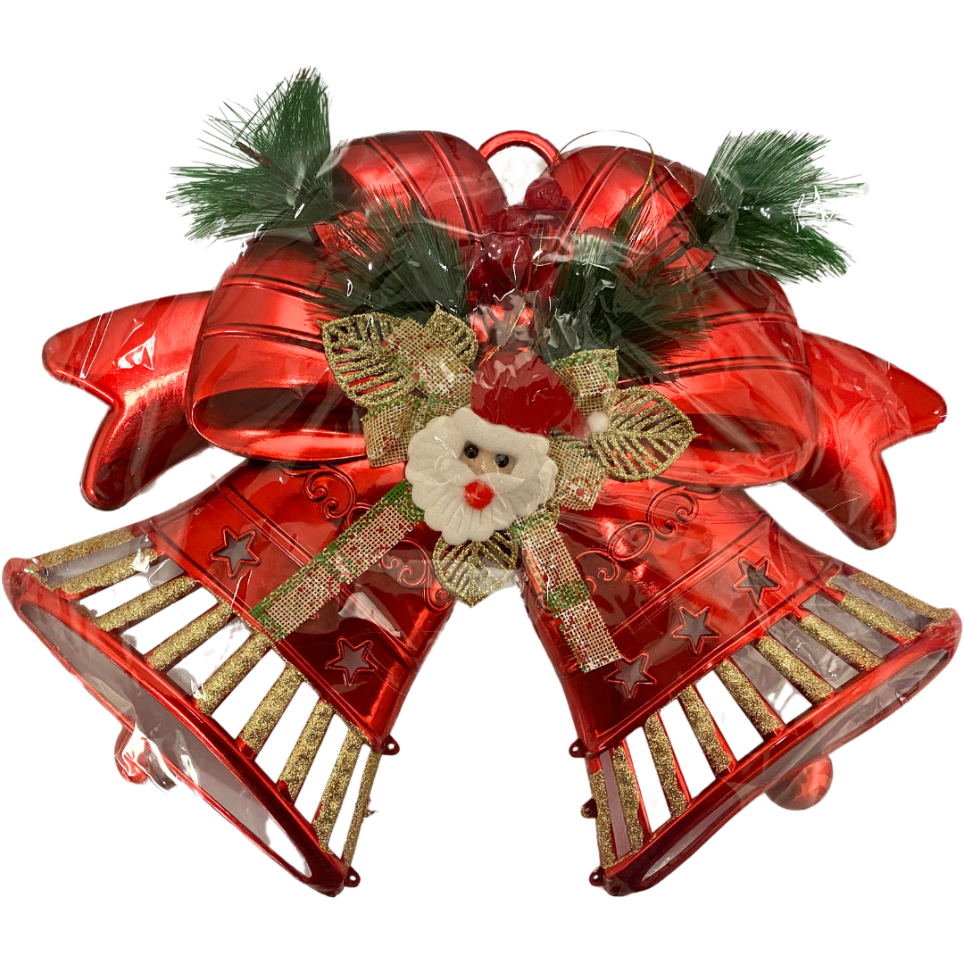 Decoración Navideña para Puerta – Lazo Metálico en Rojo o Dorado (AA2025-4-47)