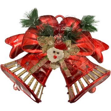 Decoración Navideña para Puerta – Lazo Metálico en Rojo o Dorado (AA2025-4-47)