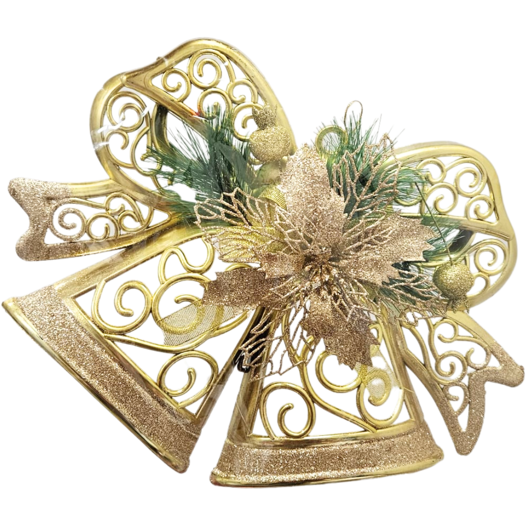 Decoración Navideña para Puerta – Lazo Metálico en Rojo o Dorado (AA2025-4-47)