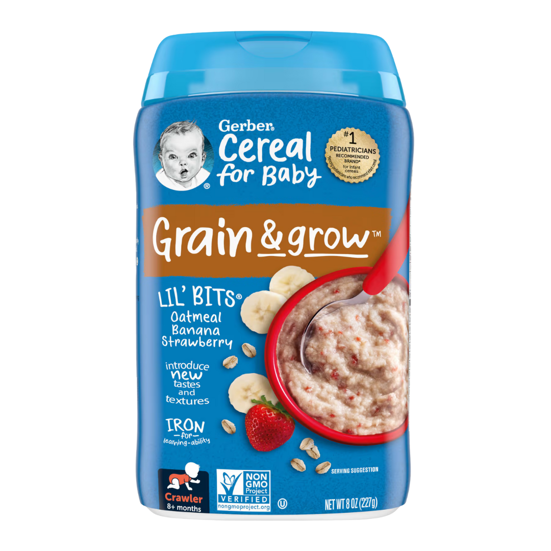 Envase de cereal de avena Gerber para bebés (8 oz) enriquecido con hierro