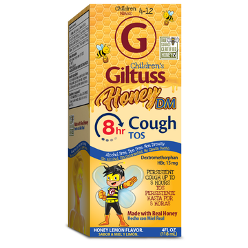 Botella de Giltuss Honey DM 8 Horas sabor cereza (4 oz) suprime la tos