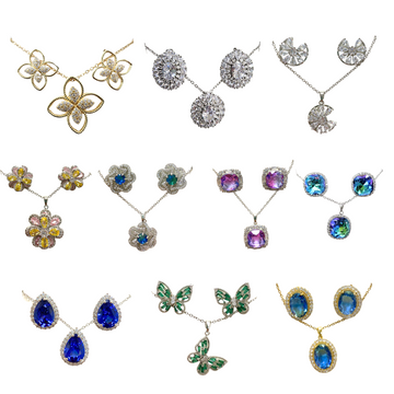 Floral & Gemstone Necklace and Earrings Set – Multiple Styles