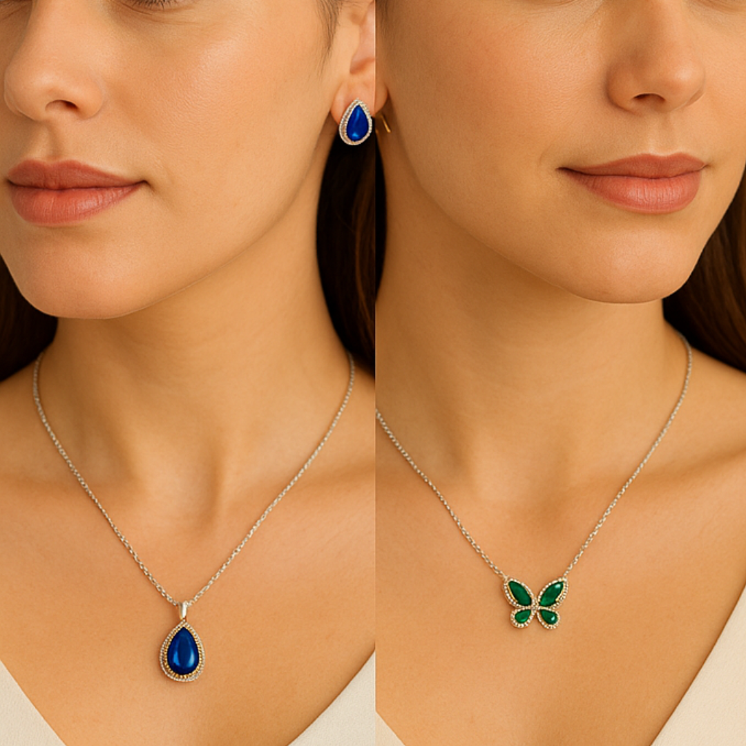 Floral & Gemstone Necklace and Earrings Set – Multiple Styles