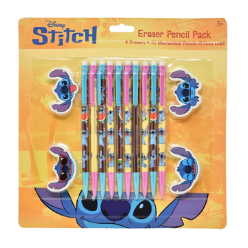 Disney Stitch Eraser Pencil Pack (6 pencils + 4 erasers)