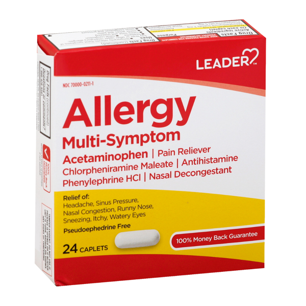 Leader Allergy Multi‑Symptom Relief Capsules (24 ct)