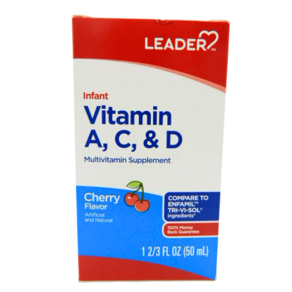 Leader suplemento vitaminas A C D bebé cherry 1.67 oz