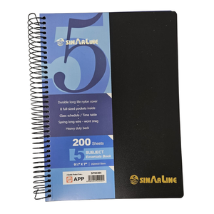 SinAline Spiral Notebook (5 Subject, 200 Sheets)