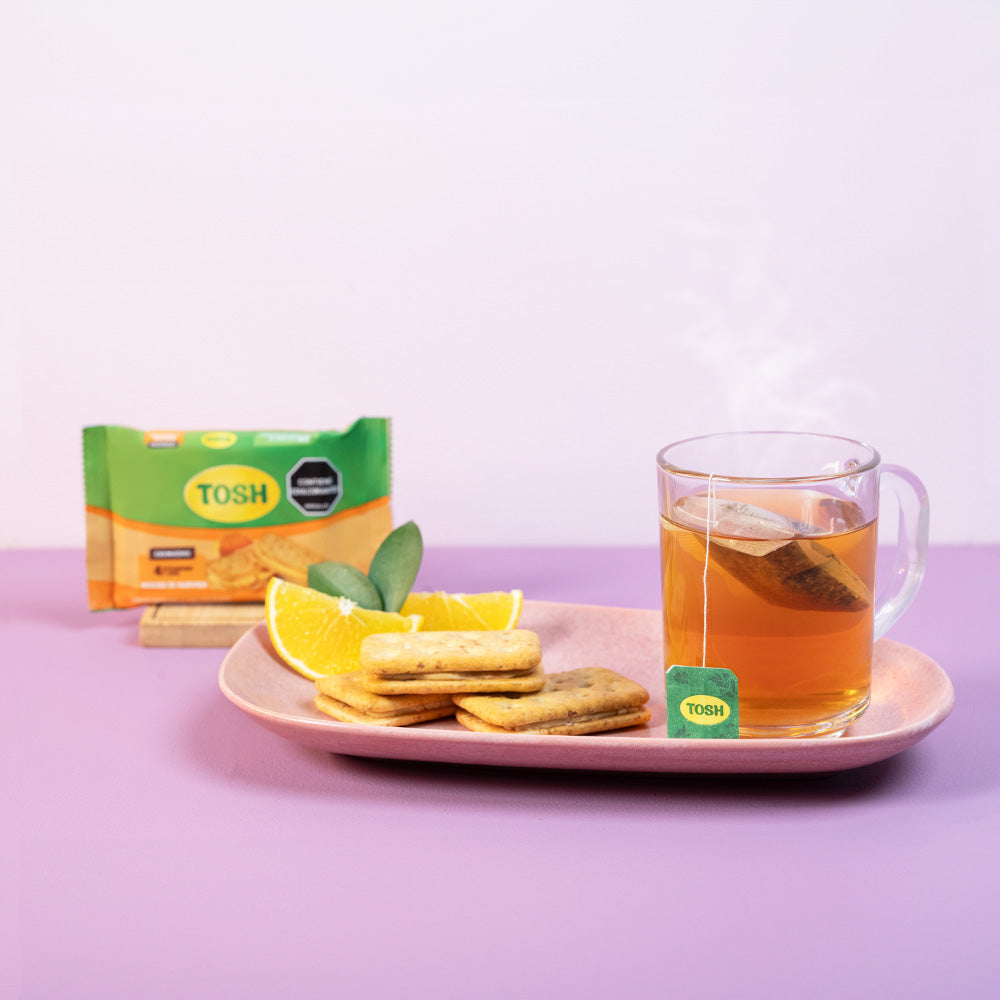 Galletas TOSH, Sándwich Multicereal Mousse de Naranja