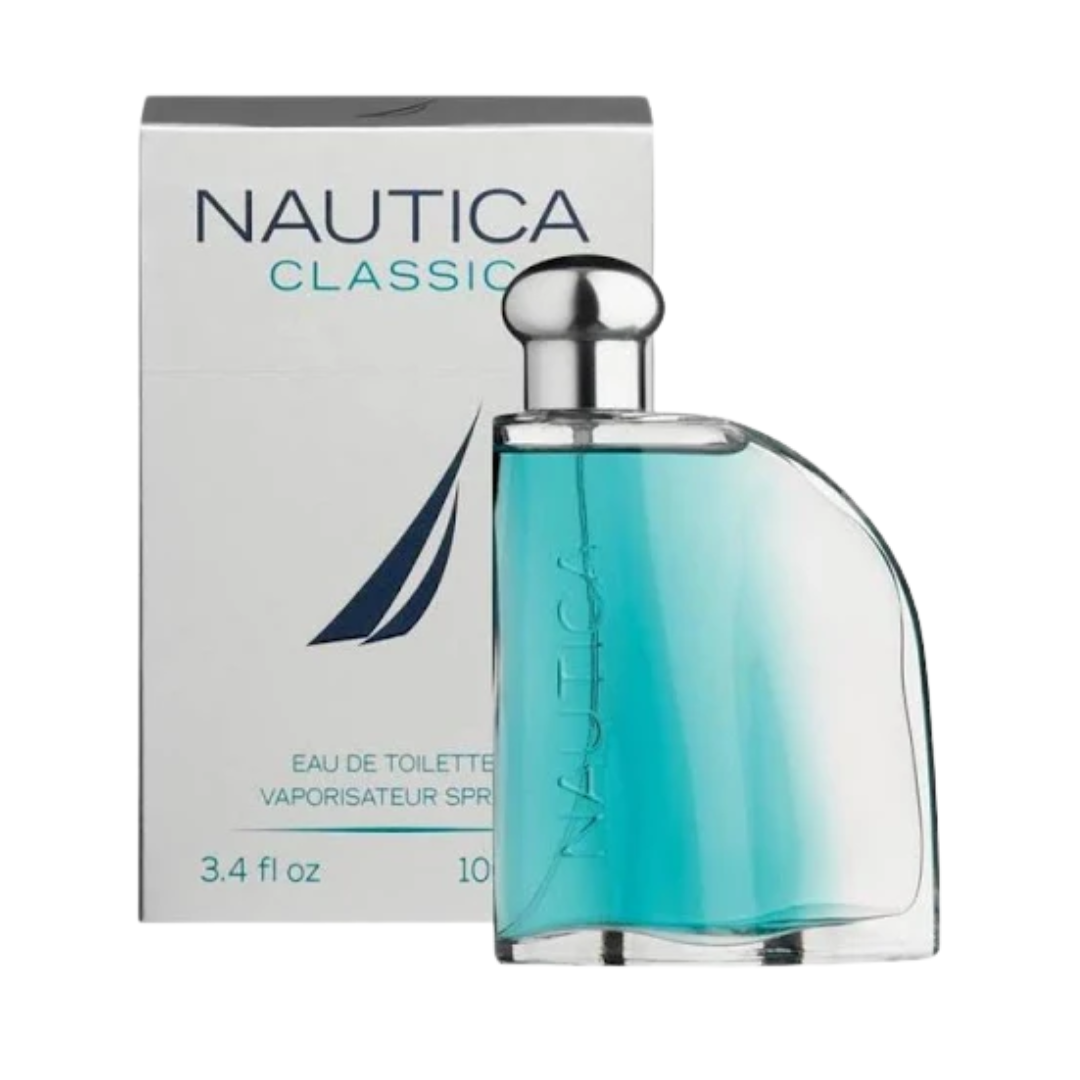 Frasco de Nautica Classic Eau de Toilette (3.4 oz) para caballero, fragancia acuática fresca