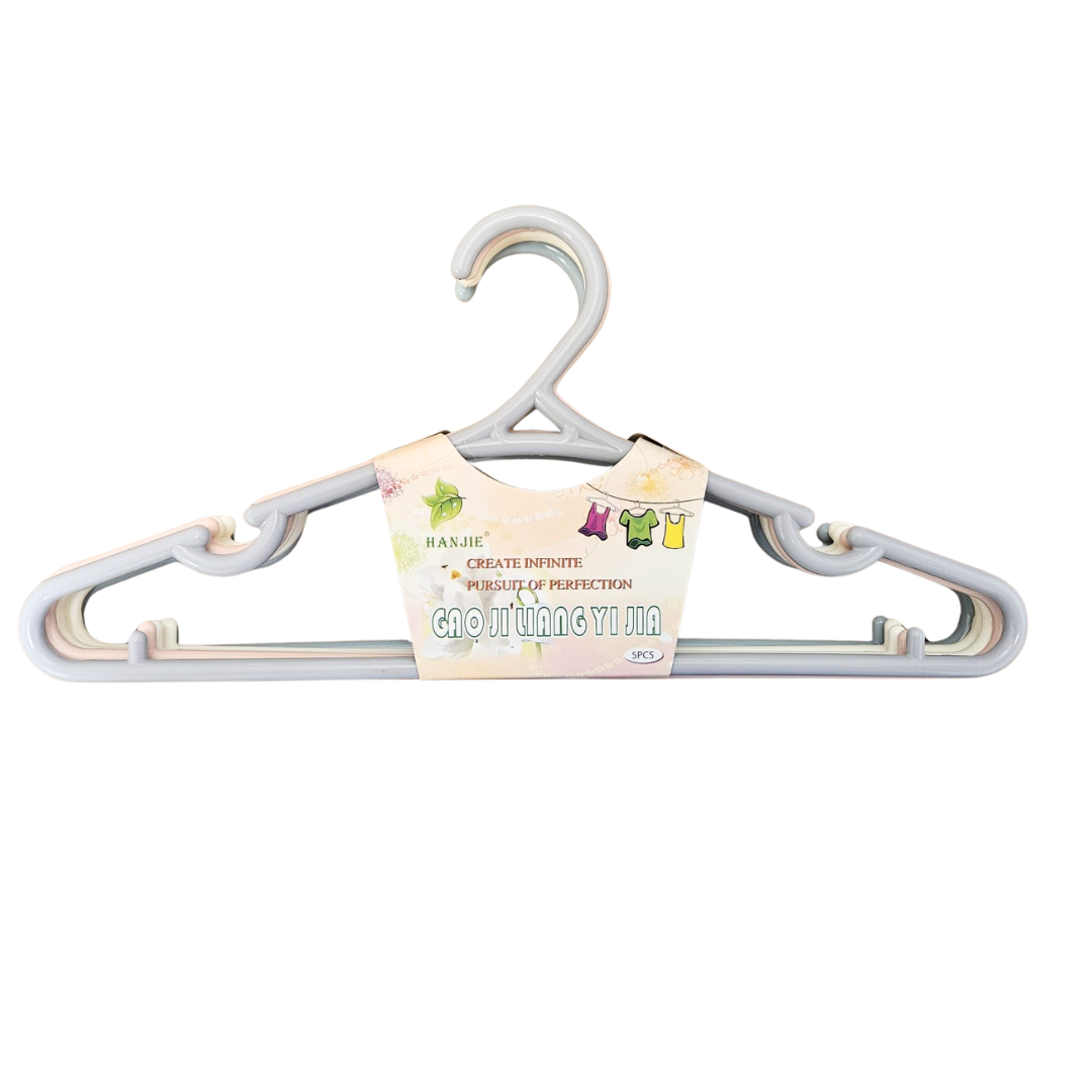 Set de 5 perchas de plástico con gancho giratorio y ranuras antideslizantes