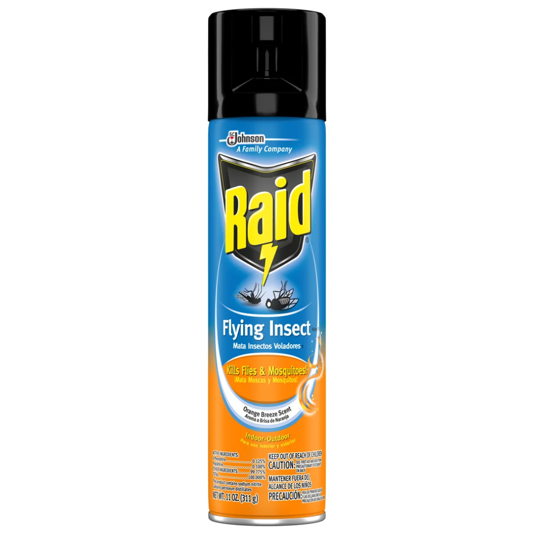 Bote Raid Flying Insects Orange Breeze 11 oz con aroma cítrico