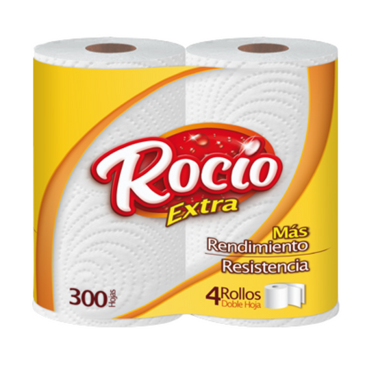 Pack de 4 rollos Rocío Extra con 300 hojas dobles cada uno