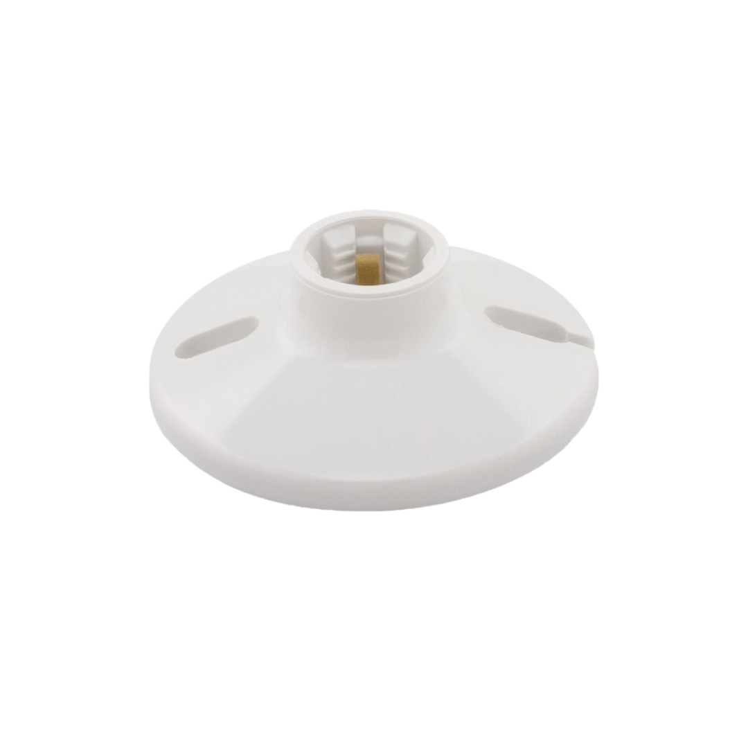 Roseta plástica blanca para techo diámetro 10 cm con ranuras para cables